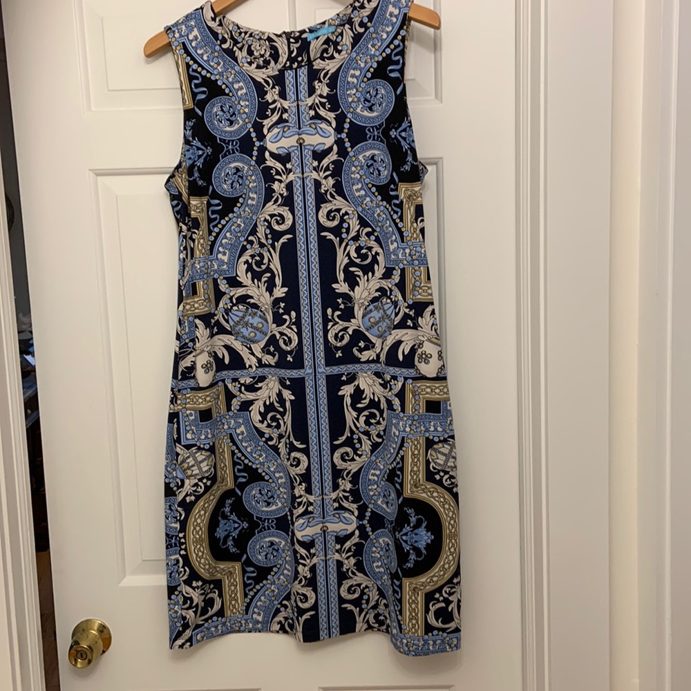 J.McLaughlin Blue and Gold Sleeveless Dress